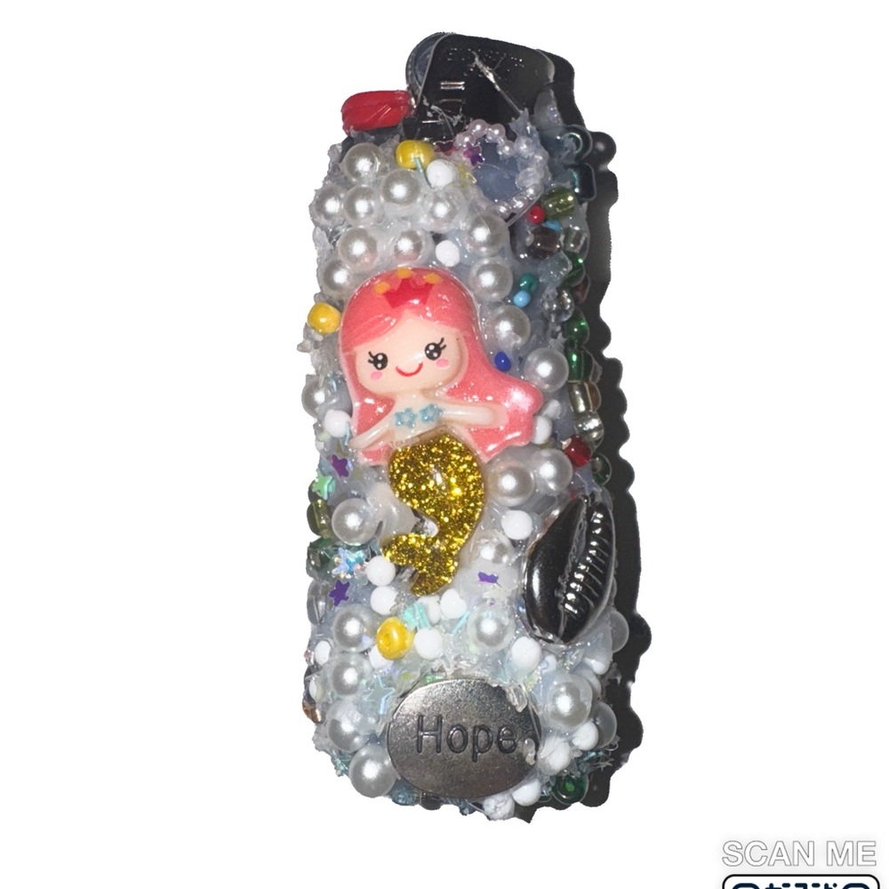 Mermaid Decorated ligher with Pearls and Beads